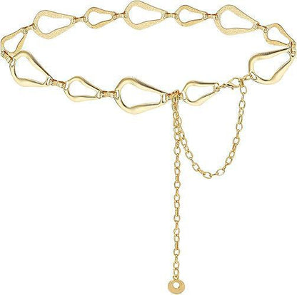 Simple Style Geometric Metal Waist Chain With Smooth Surface Finish In Silver, Unisex Design
