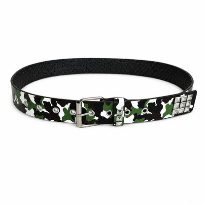 Punk Camouflage PU Leather Belt With Embossing And Alloy Pin Buckle For Stylish Casual Wear