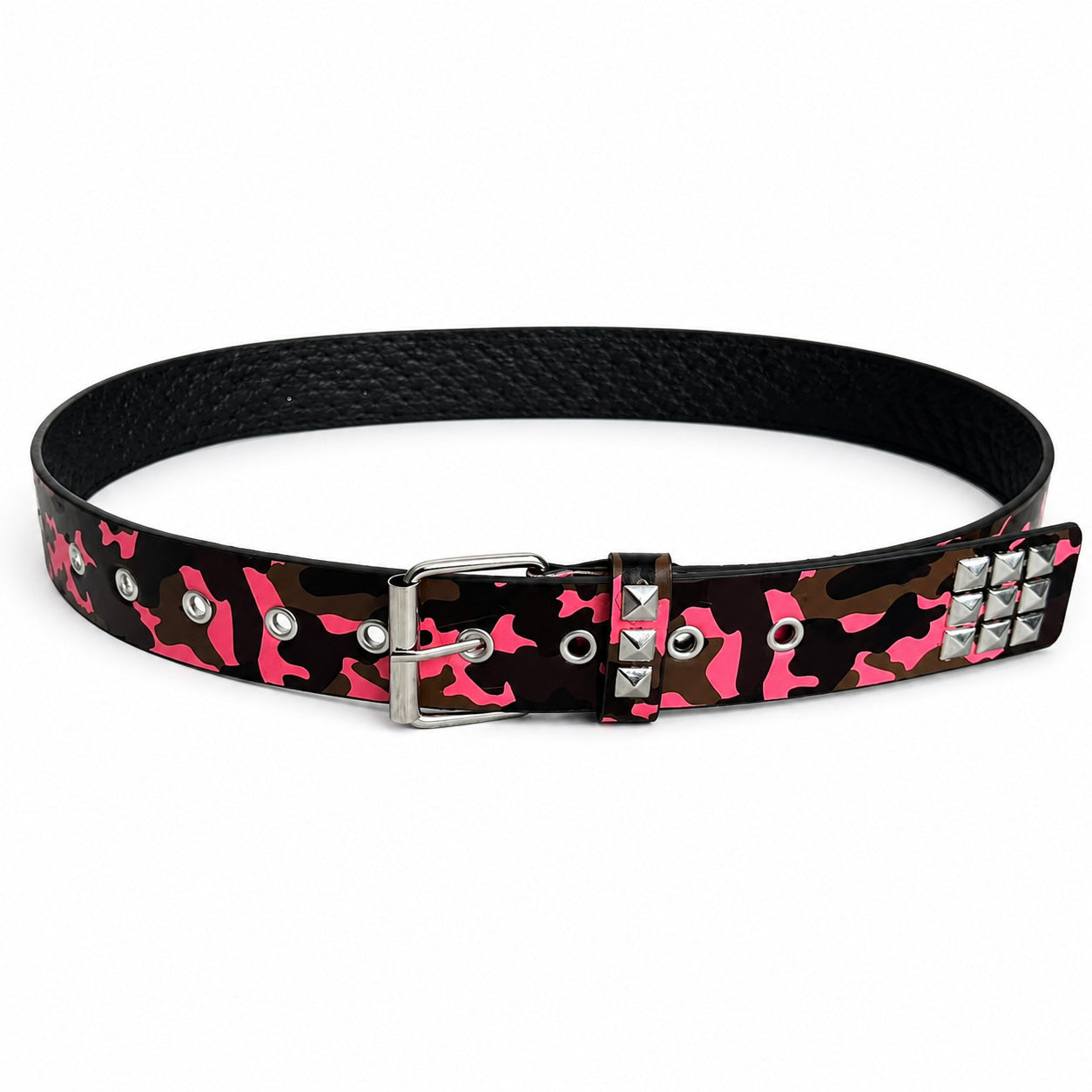 Punk Camouflage PU Leather Belt With Embossing And Alloy Pin Buckle For Stylish Casual Wear