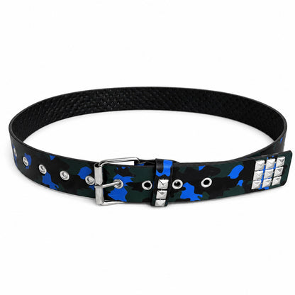 Punk Camouflage PU Leather Belt With Embossing And Alloy Pin Buckle For Stylish Casual Wear