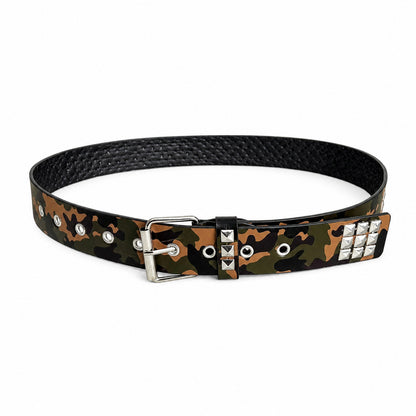 Punk Camouflage PU Leather Belt With Embossing And Alloy Pin Buckle For Stylish Casual Wear