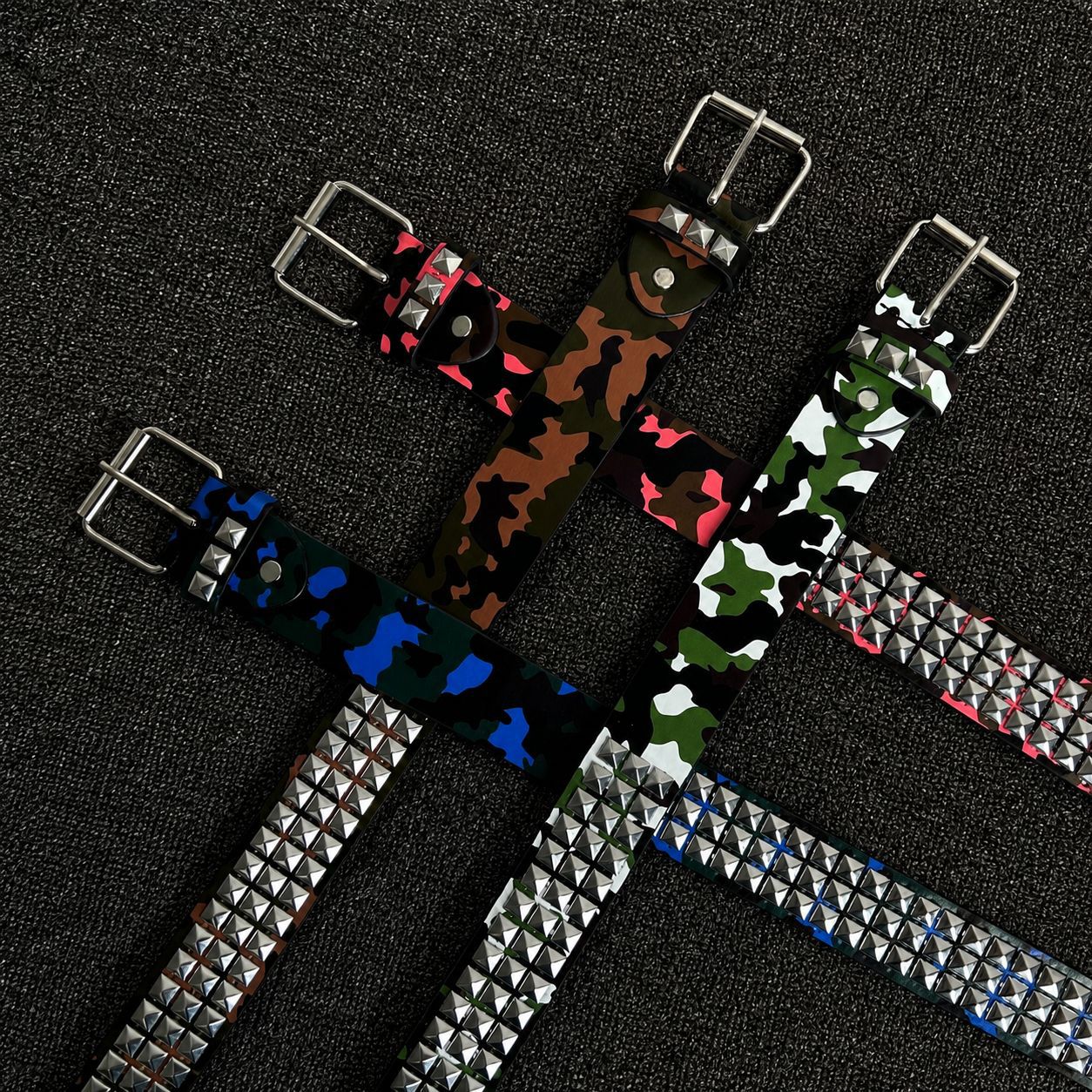 Punk Camouflage PU Leather Belt With Embossing And Alloy Pin Buckle For Stylish Casual Wear