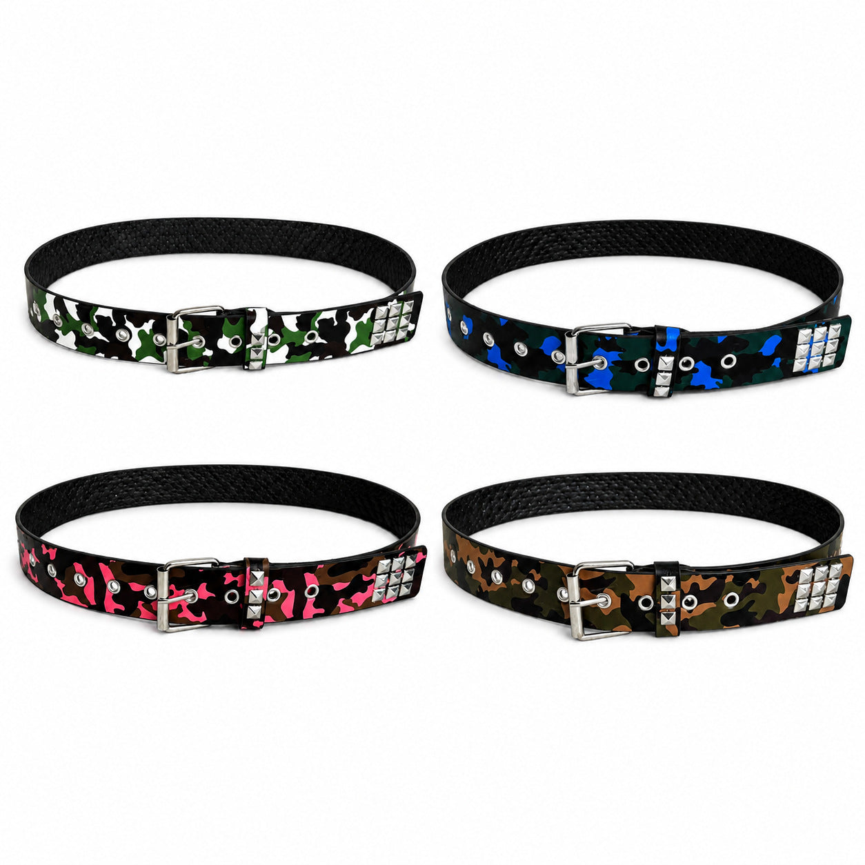 Punk Camouflage PU Leather Belt With Embossing And Alloy Pin Buckle For Stylish Casual Wear
