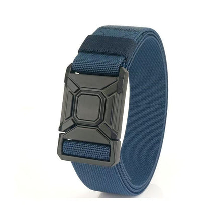 Men's Tactical Snake Pattern Cowboy Style Canvas Belt With Braid Surface Finish And Double Buckle Featuring Plastic Buckle Material
