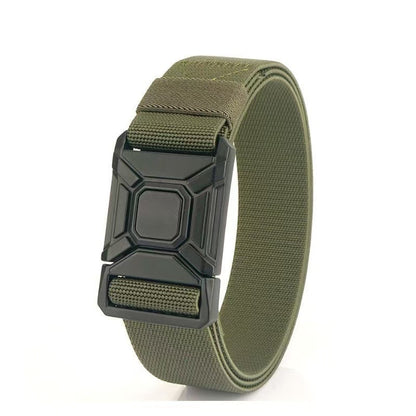 Men's Tactical Snake Pattern Cowboy Style Canvas Belt With Braid Surface Finish And Double Buckle Featuring Plastic Buckle Material