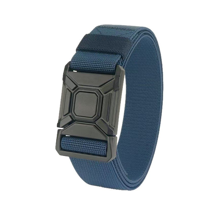 Men's Tactical Snake Pattern Cowboy Style Canvas Belt With Braid Surface Finish And Double Buckle Featuring Plastic Buckle Material