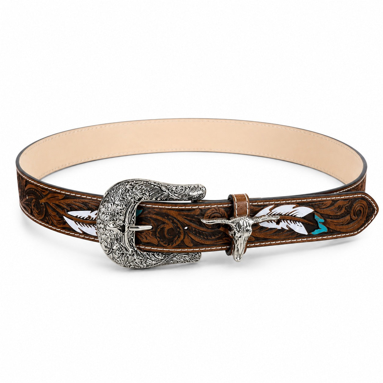 Retro PU Leather Belt With Alloy Pin Buckle In Coffer Color