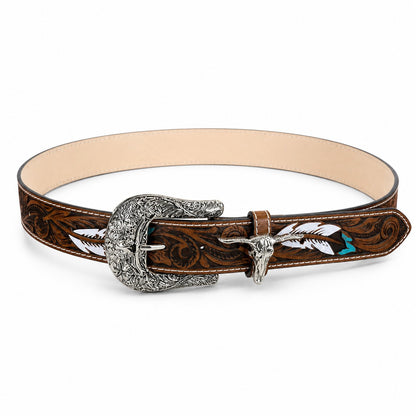 Retro PU Leather Belt With Alloy Pin Buckle In Coffer Color