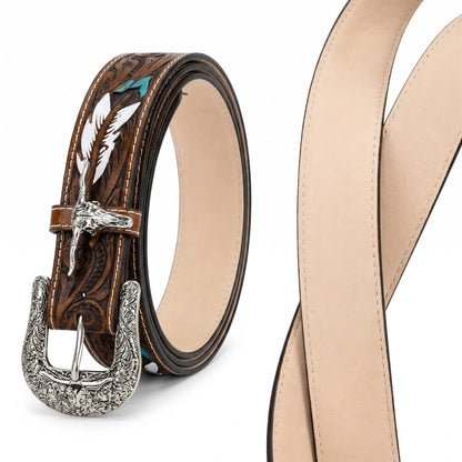 Retro PU Leather Belt With Alloy Pin Buckle In Coffer Color