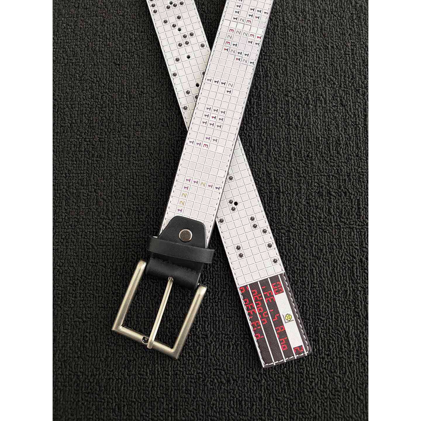 Men's Punk Style Belt With Zinc Alloy Pin Buckle Featuring Printing Surface Finish