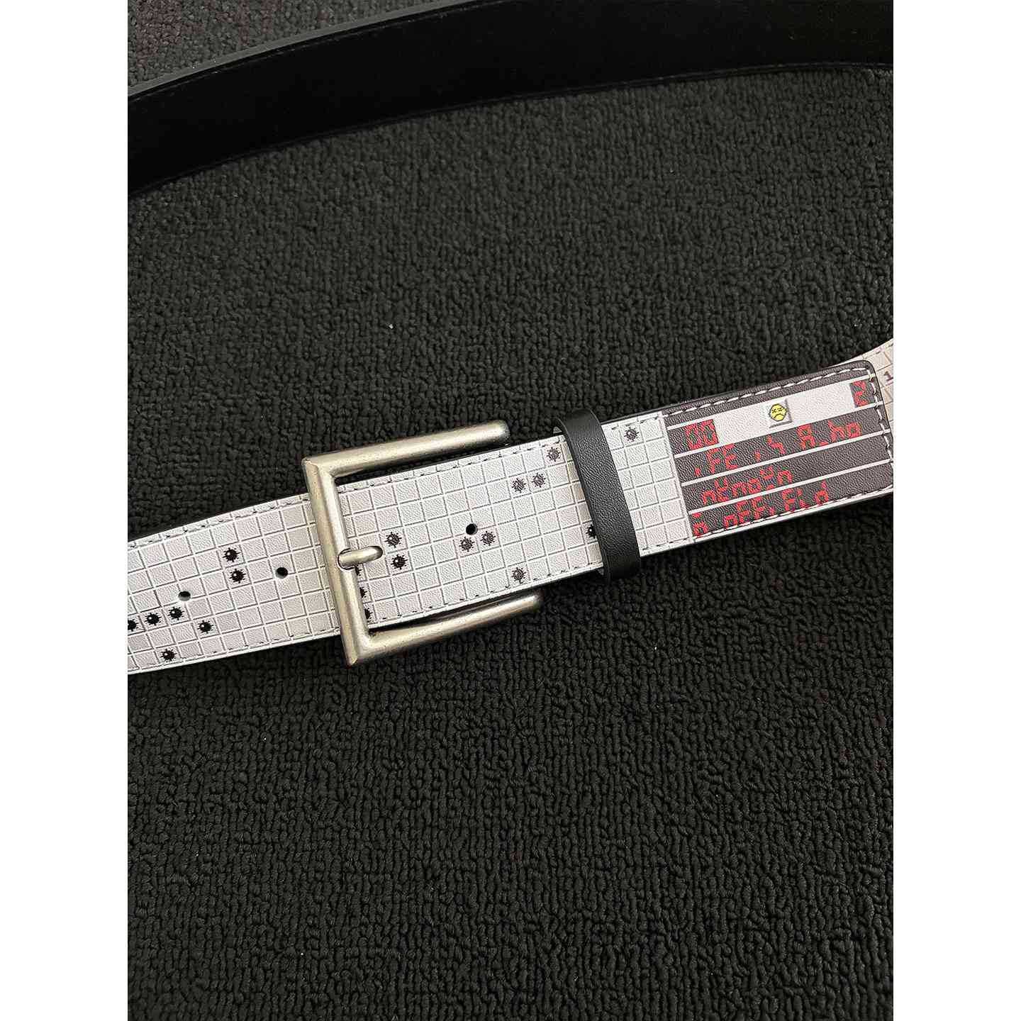 Men's Punk Style Belt With Zinc Alloy Pin Buckle Featuring Printing Surface Finish