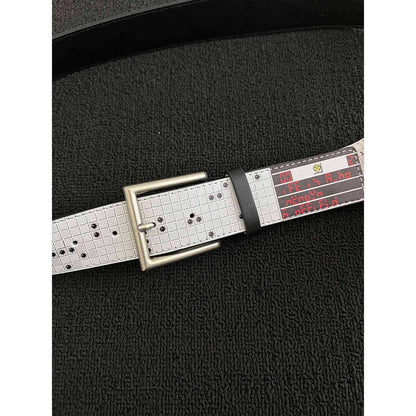 Men's Punk Style Belt With Zinc Alloy Pin Buckle Featuring Printing Surface Finish