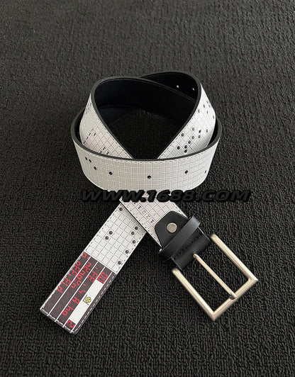 Men's Punk Style Belt With Zinc Alloy Pin Buckle Featuring Printing Surface Finish