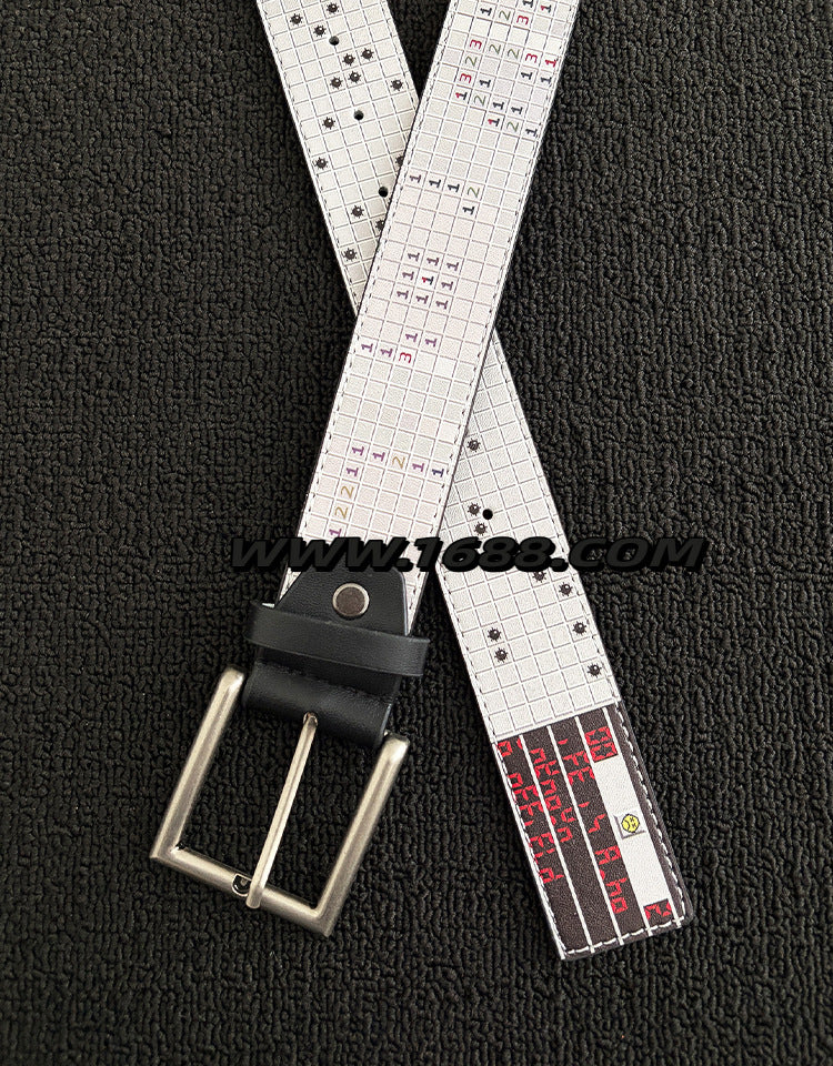 Men's Punk Style Belt With Zinc Alloy Pin Buckle Featuring Printing Surface Finish