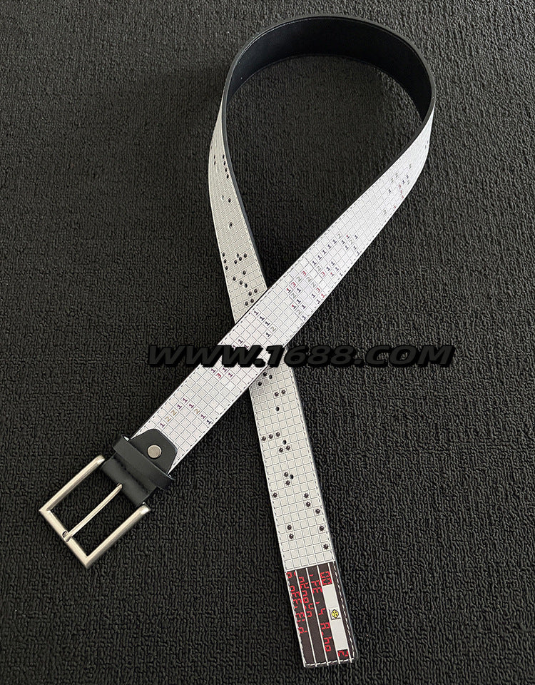 Men's Punk Style Belt With Zinc Alloy Pin Buckle Featuring Printing Surface Finish
