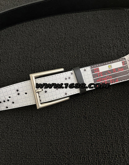 Men's Punk Style Belt With Zinc Alloy Pin Buckle Featuring Printing Surface Finish