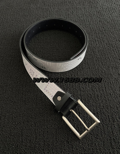 Men's Punk Style Belt With Zinc Alloy Pin Buckle Featuring Printing Surface Finish