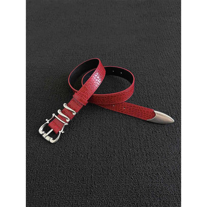 Men's Fashion Crocodile PU Leather Belt With Zinc Alloy Pin Buckle