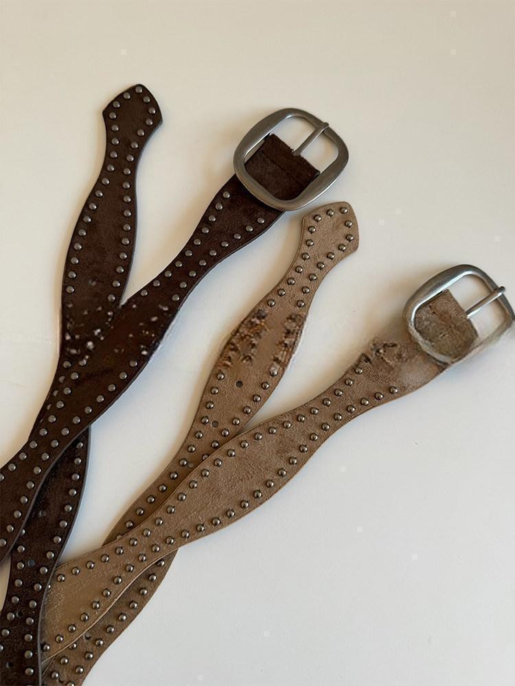 Waves Belt In Frosted PU Leather With Alloy Pin Buckle
