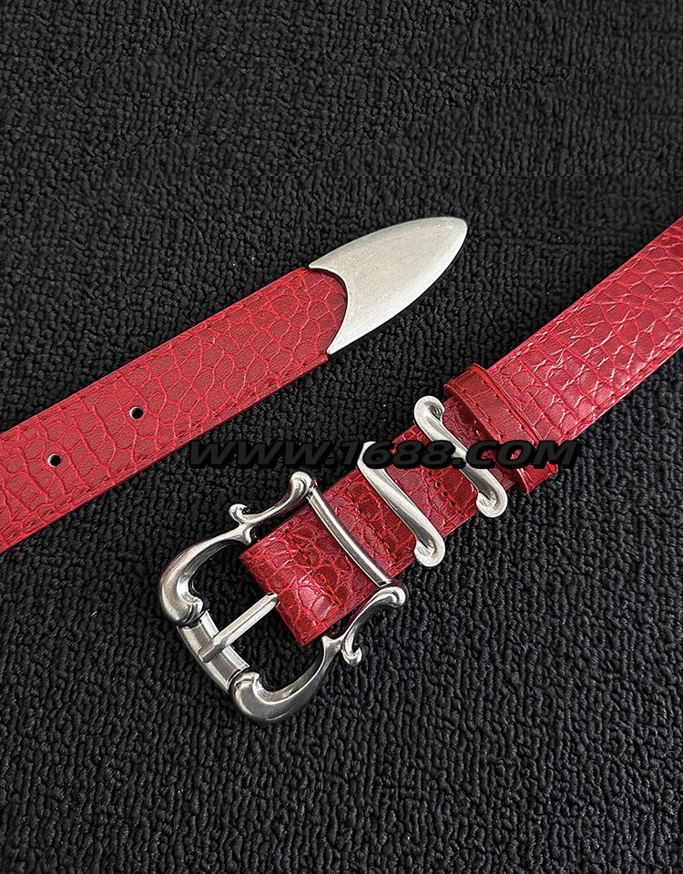 Men's Fashion Crocodile PU Leather Belt With Zinc Alloy Pin Buckle
