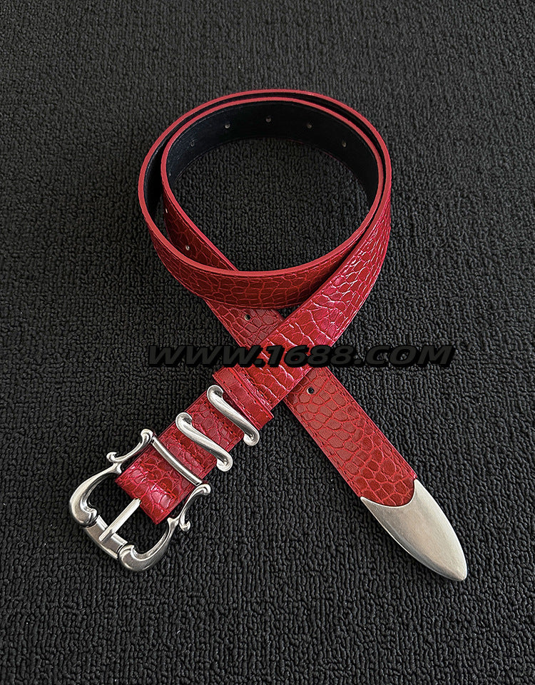 Men's Fashion Crocodile PU Leather Belt With Zinc Alloy Pin Buckle