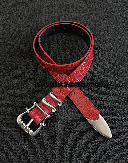 Men's Fashion Crocodile PU Leather Belt With Zinc Alloy Pin Buckle
