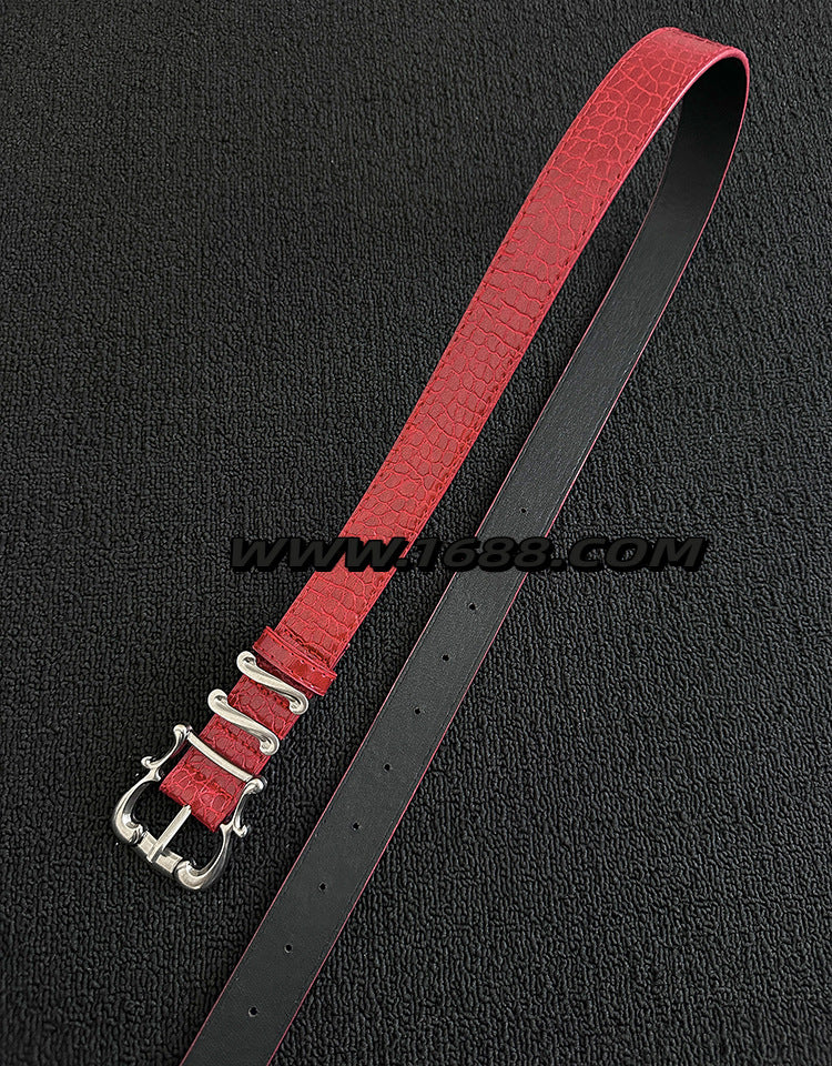 Men's Fashion Crocodile PU Leather Belt With Zinc Alloy Pin Buckle