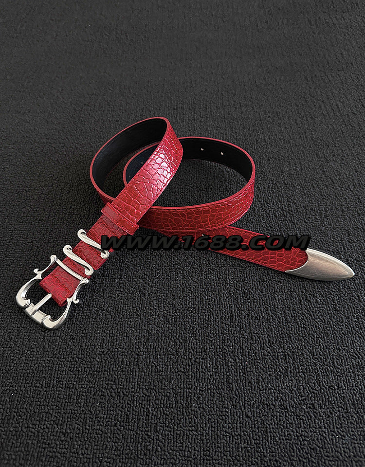 Men's Fashion Crocodile PU Leather Belt With Zinc Alloy Pin Buckle