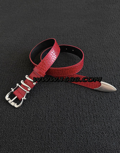 Men's Fashion Crocodile PU Leather Belt With Zinc Alloy Pin Buckle