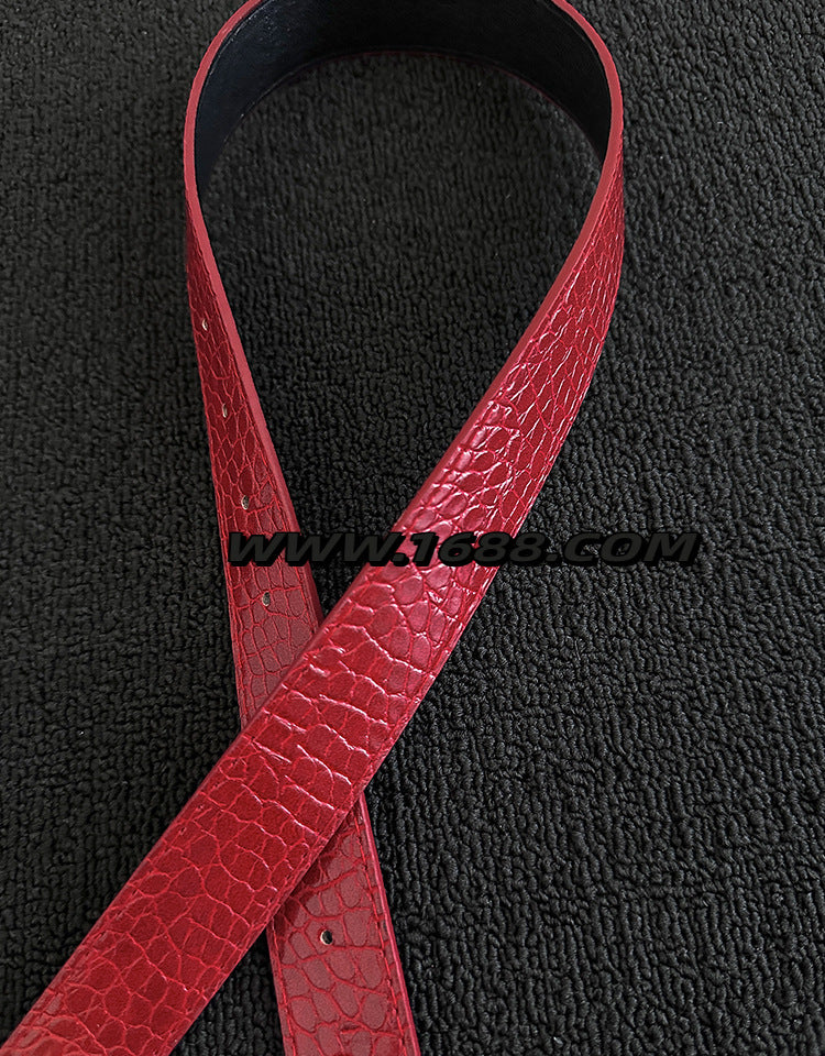 Men's Fashion Crocodile PU Leather Belt With Zinc Alloy Pin Buckle