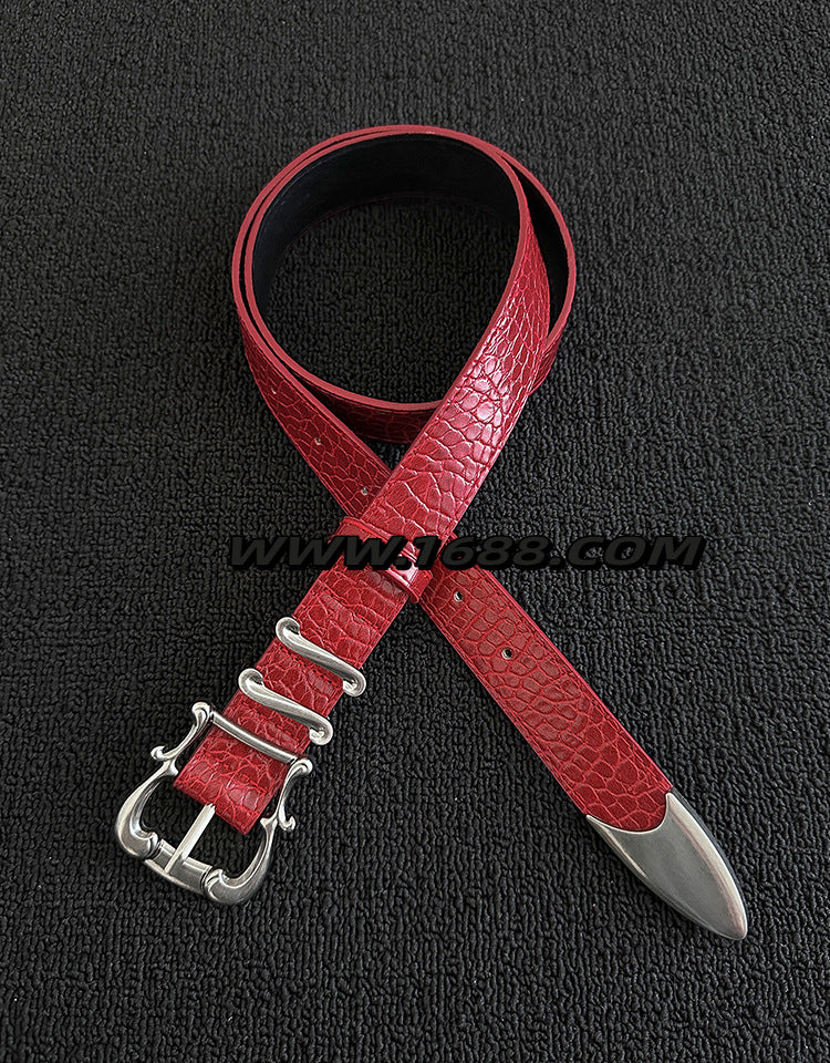 Men's Fashion Crocodile PU Leather Belt With Zinc Alloy Pin Buckle