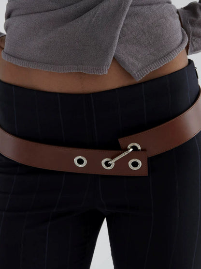 Retro Unisex Fashion Mesh Belt In Dyed Black With Alloy Buckle, Made Of PU Leather