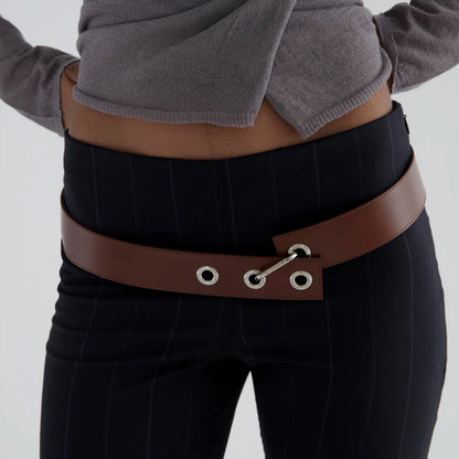Retro Unisex Fashion Mesh Belt In Dyed Black With Alloy Buckle, Made Of PU Leather
