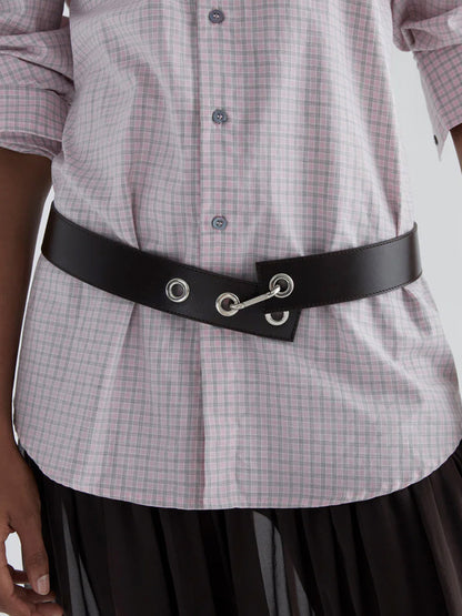 Retro Unisex Fashion Mesh Belt In Dyed Black With Alloy Buckle, Made Of PU Leather