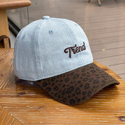 Tiend Leopard Print Denim Baseball Cap--light Blue