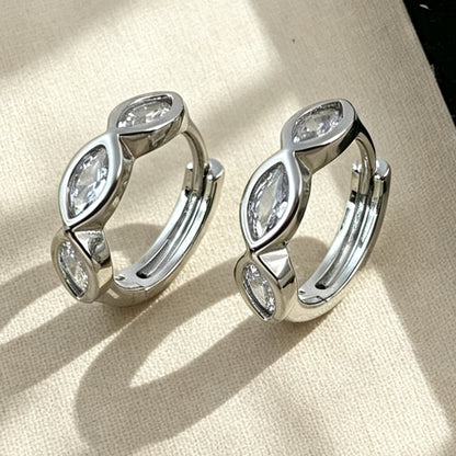 Geometric Hoop Earrings For Women In Gold, Electroplated Copper With Zircon Inlay