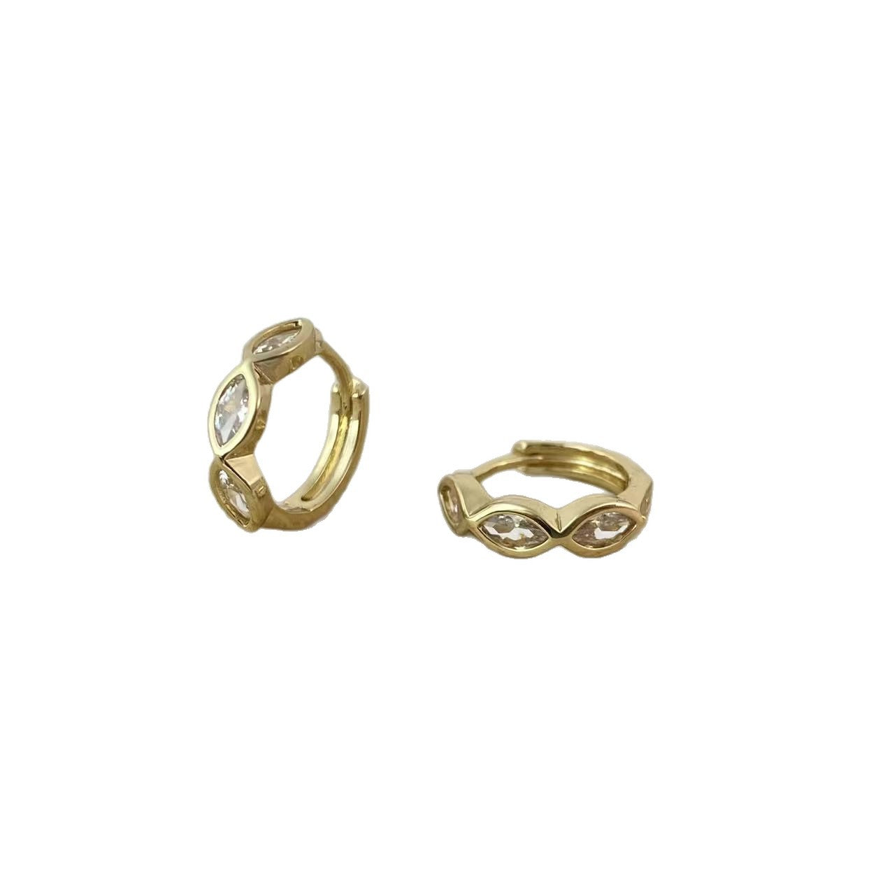 Geometric Hoop Earrings For Women In Gold, Electroplated Copper With Zircon Inlay