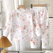 Pure Cotton White Printed Set - Cats and Flowers