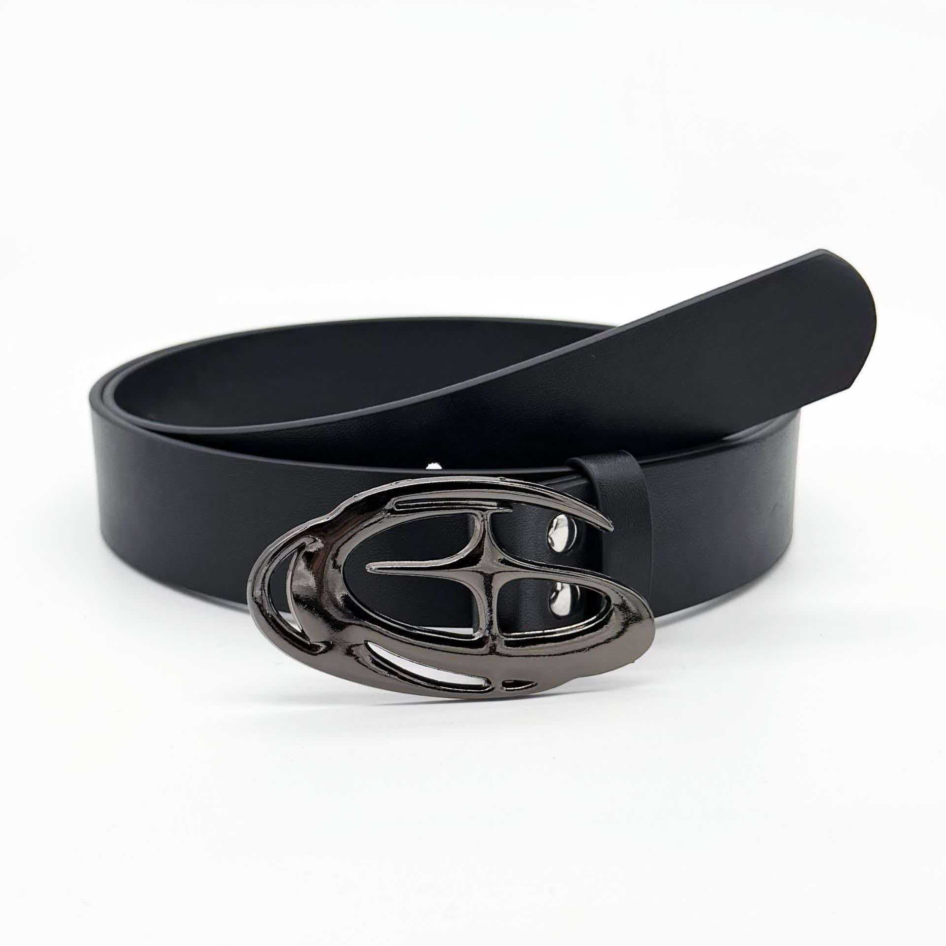 Retro Oval Fashion Belt For Unisex Featuring Smooth Alloy Buckle And Durable PU Leather Material