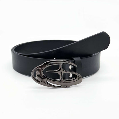 Retro Oval Fashion Belt For Unisex Featuring Smooth Alloy Buckle And Durable PU Leather Material