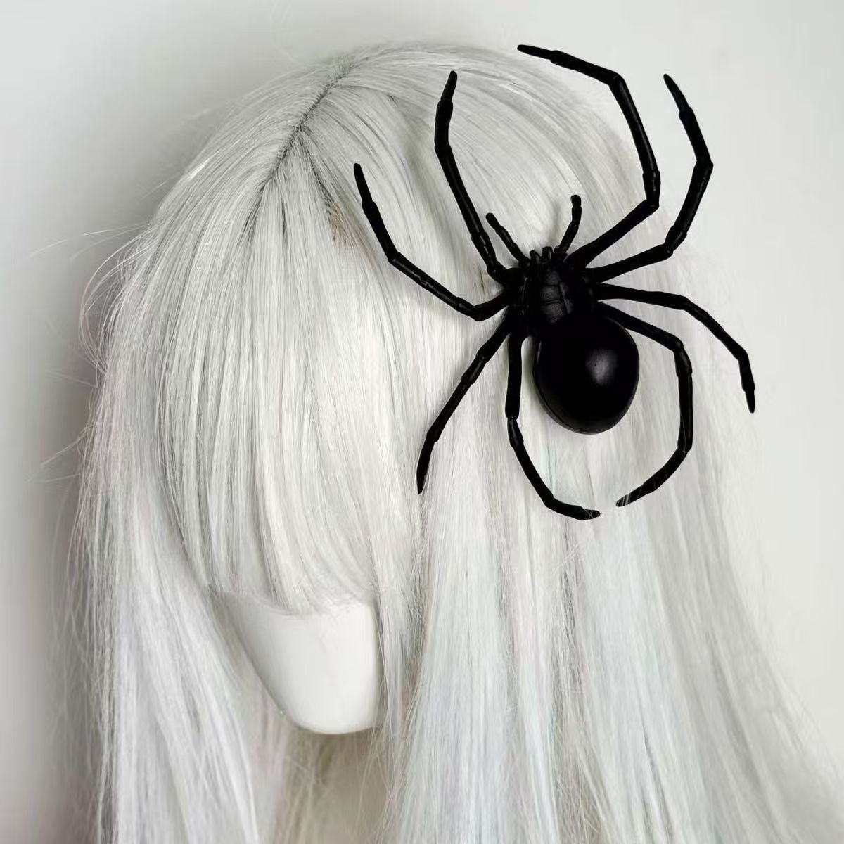 Gothic Spider Hairpin For Women In Dyed Black Plastic, Perfect Halloween Hair Accessory