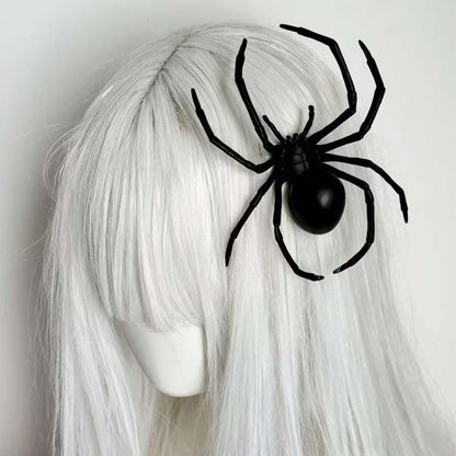 Gothic Spider Hairpin For Women In Dyed Black Plastic, Perfect Halloween Hair Accessory