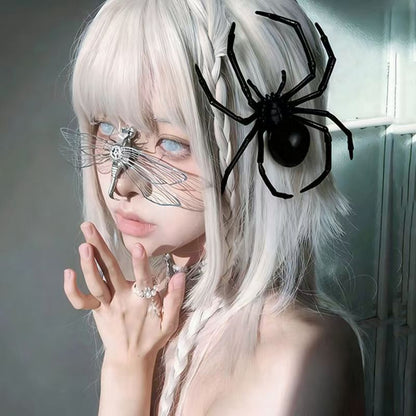 Gothic Spider Hairpin For Women In Dyed Black Plastic, Perfect Halloween Hair Accessory