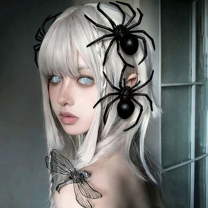 Gothic Spider Hairpin For Women In Dyed Black Plastic, Perfect Halloween Hair Accessory