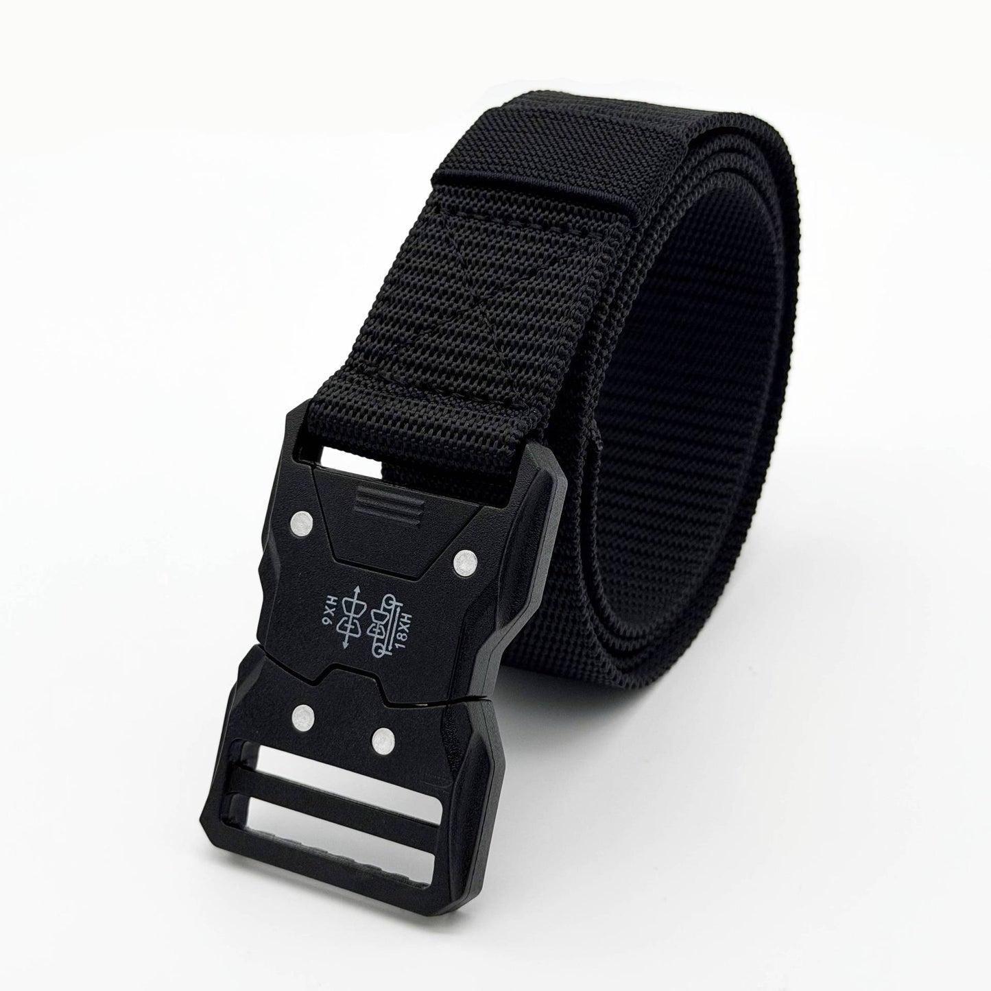 Cowboy Style Tactical Belt With Plastic Buckle, Made Of Braided Polyester In Dyed Black