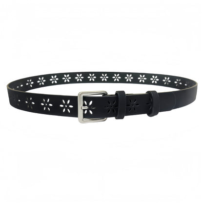 Original Design Women’s PU Leather Belt With Frosted Surface Featuring Alloy Pin Buckle And Floral Pattern