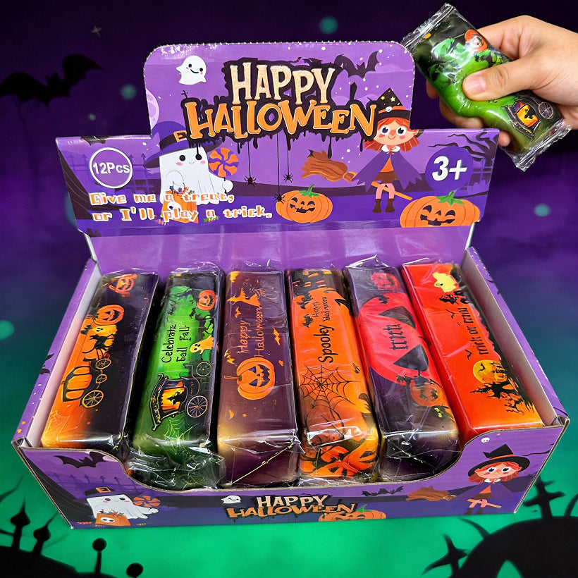 Handmade PU Halloween Pattern Squishy Toy In Cartoon Style, Perfect Stress Relief Toy For Halloween