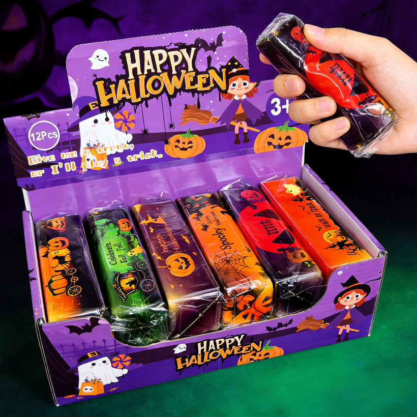 Handmade PU Halloween Pattern Squishy Toy In Cartoon Style, Perfect Stress Relief Toy For Halloween