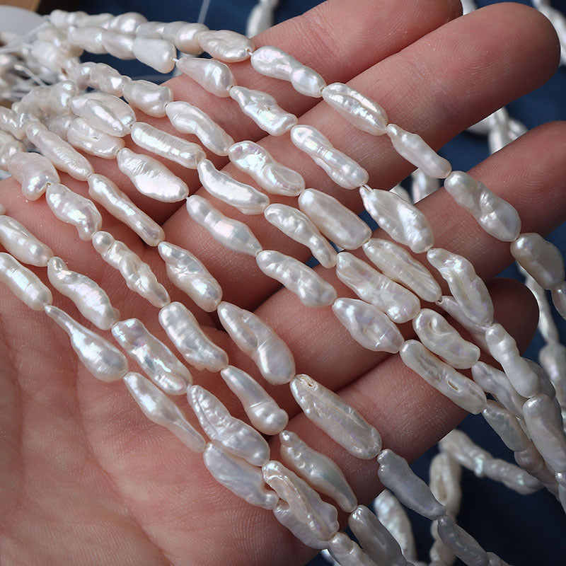DIY Loose Freshwater Pearls For Pipa In Natural White, 4-5mm Baroque Style Baroque Shape