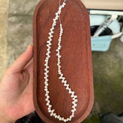 Long Necklace Featuring Natural White Freshwater Baroque Style Pearls With 3-4mm Baroque Pearl Diameter